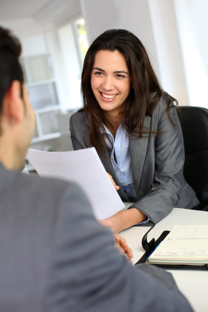 Businesswoman,giving,job,interview